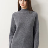 Pull à col montant sans couture 100 % laine mérinos