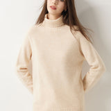 Pull à col roulé sans couture 100 % laine mérinos