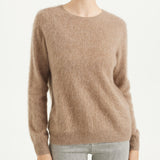 Chanyarn Women's 100% Merino Wool Luxury Soft Fall Winter Warm Crewneck Long Sleeve Brushed Fuzzy Pullover Sweater