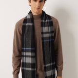 100% Cashmere Long Plaid Tassel Warm Knit Scarf