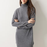 100% Merino Wool Turtleneck Knit Sweater Dress