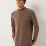100% Cashmere Mock Neck Seamless Knit Sweater