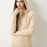 30% Cashmere 70% Merino Wool Hooded Knit Sweater