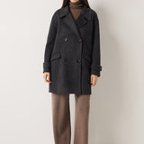 Double-Breasted 100% Merino Wool Mid Pea Coat