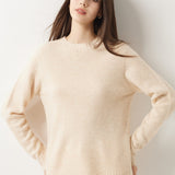 Pull à col rond sans couture 100 % laine mérinos