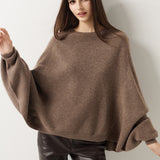 30% Cashmere 70% Merino Wool Batwing Sleeves Crew Neck Sweater