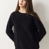 Suéter sem costura 100% lã Merino com gola redonda