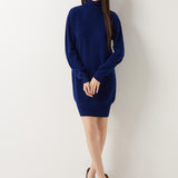 100% Merino Wool Turtleneck Knit Sweater Dress