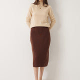 30% Cashmere and 70% Merino Wool High Waist Skirt