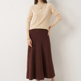 30% Cashmere and 70% Merino Wool Pleated Skirt