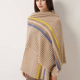 100% Merino Wool Houndstooth Large Shawls and Wraps