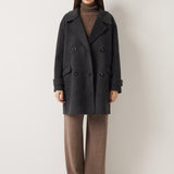Double-Breasted 100% Merino Wool Mid Pea Coat