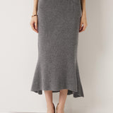 30% Cashmere 70% Merino Wool Knit Fishtail Skirt