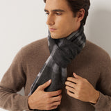 100% Cashmere Long Plaid Tassel Warm Knit Scarf