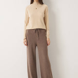 30% Cashmere,70% Merino Wool Wide Leg Sweatpants