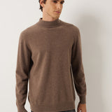100% Cashmere Mock Neck Seamless Knit Sweater