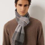 100% Cashmere Long Plaid Tassel Warm Knit Scarf