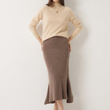 30% Cashmere 70% Merino Wool Knit Fishtail Skirt