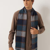 100% Cashmere Long Plaid Tassel Warm Knit Scarf
