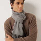 100% Cashmere Long Plaid Tassel Warm Knit Scarf