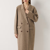 Double-Breasted 100% Merino Wool Long Coat
