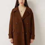 Double-Breasted 100% Merino Wool Mid Pea Coat