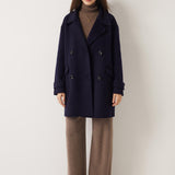 Double-Breasted 100% Merino Wool Mid Pea Coat