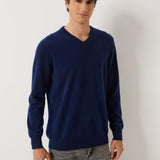 100% Cashmere V Neck Seamless Knit Sweater