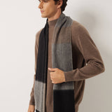 100% Cashmere Long Plaid Tassel Warm Knit Scarf