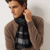 100% Cashmere Long Plaid Tassel Warm Knit Scarf