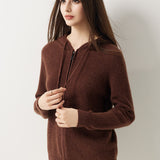 30% Cashmere 70% Merino Wool Zip Hooded Cardigan