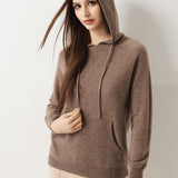 30% Cashmere 70% Merino Wool Hooded Knit Sweater