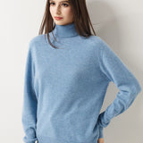 30% Cashmere 70% Merino Wool Seamless Turtleneck Sweater