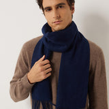 100% Cashmere Long Plaid Tassel Warm Knit Scarf
