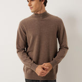 100% Cashmere Mock Neck Seamless Knit Sweater