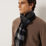 100% Cashmere Long Plaid Tassel Warm Knit Scarf