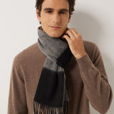 100% Cashmere Long Plaid Tassel Warm Knit Scarf