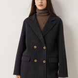 100% Merino Wool Double Breasted Pea Coat