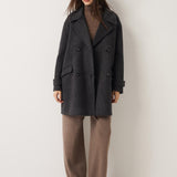 Double-Breasted 100% Merino Wool Mid Pea Coat