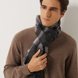 100% Cashmere Long Plaid Tassel Warm Knit Scarf