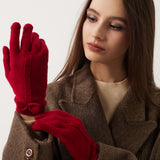 100% Pure Cashmere Gloves Winter Knit Bow Gloves