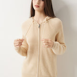 30% Cashmere 70% Merino Wool Zip Hooded Cardigan