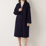 100% Merino Wool Double-Breasted Long Coat