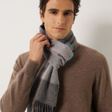 100% Cashmere Long Plaid Tassel Warm Knit Scarf