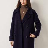 Double-Breasted 100% Merino Wool Mid Pea Coat