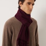 100% Cashmere Long Plaid Tassel Warm Knit Scarf