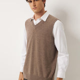 100% Cashmere V Neck Knit Sweater Vest