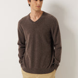 100% Cashmere V Neck Seamless Knit Sweater