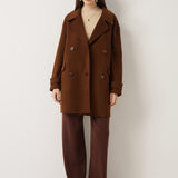 Double-Breasted 100% Merino Wool Mid Pea Coat