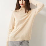 30% Cashmere 70% Merino Wool Seamless Mock Neck Sweater